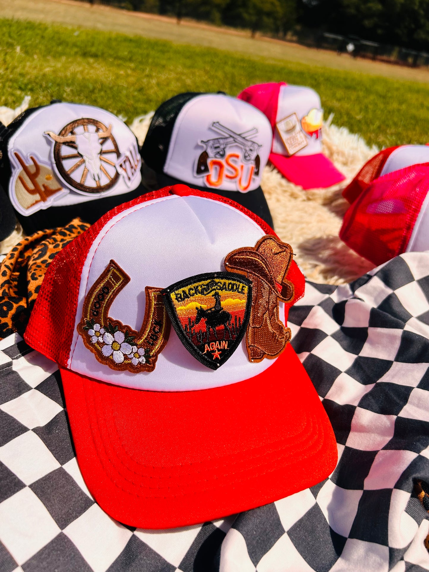 “Back in the Saddle” Trucker Hat in Red