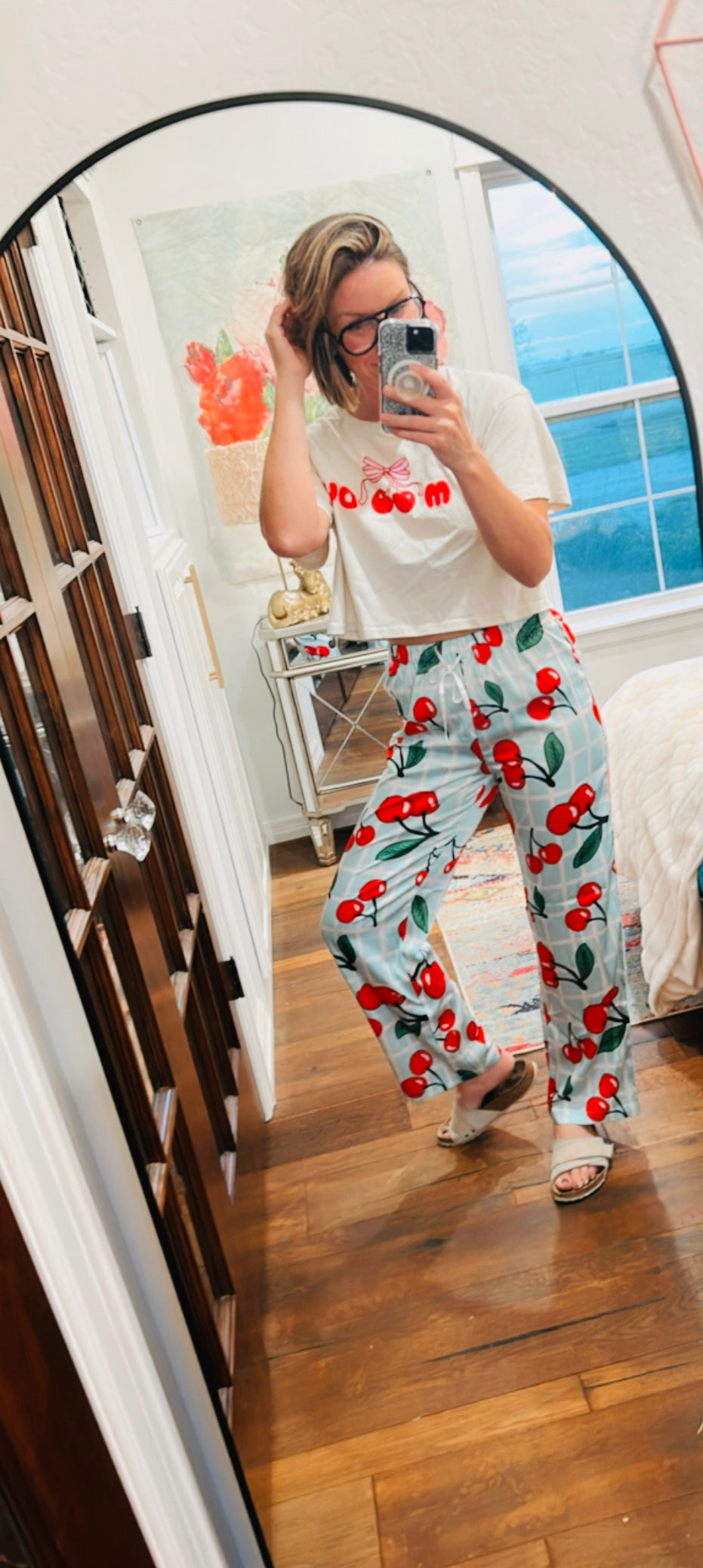 “Checkered Cherries” Silky Pants