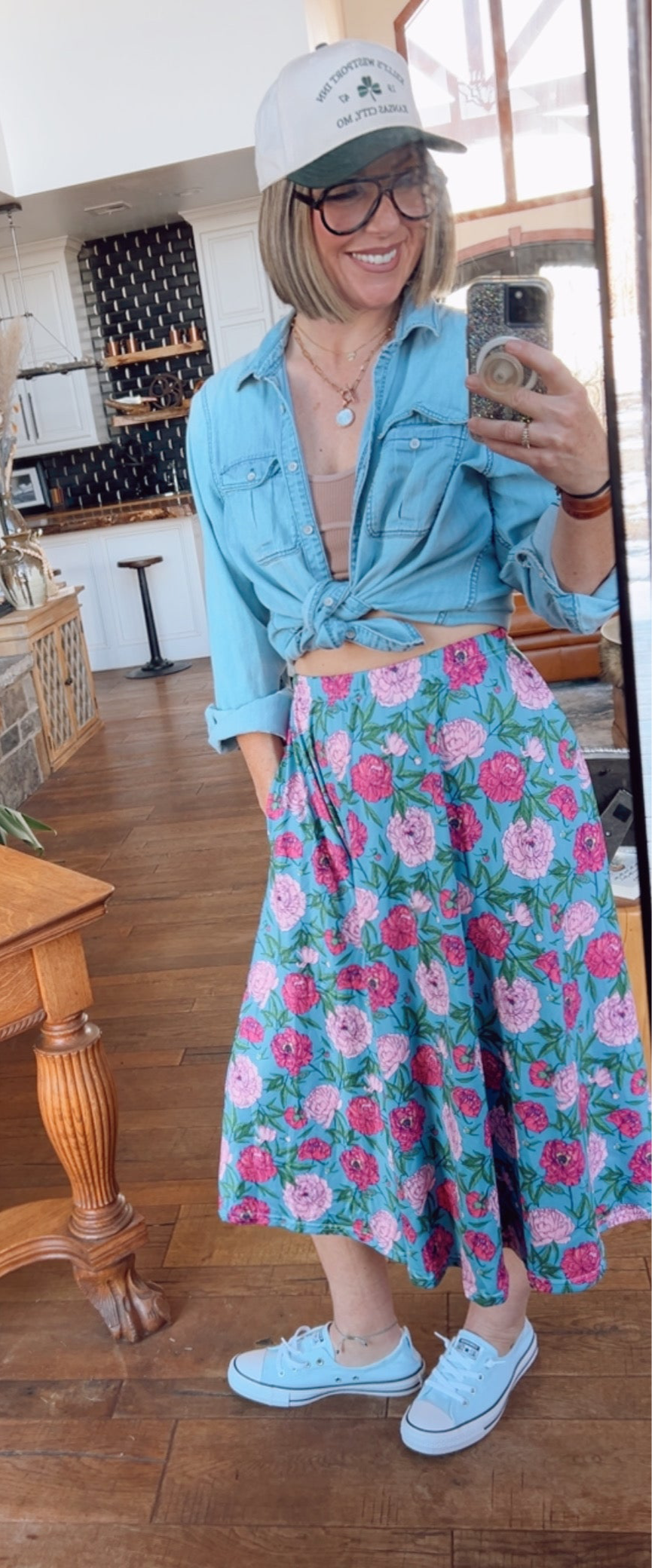 Florence In Floral Midi Skirt