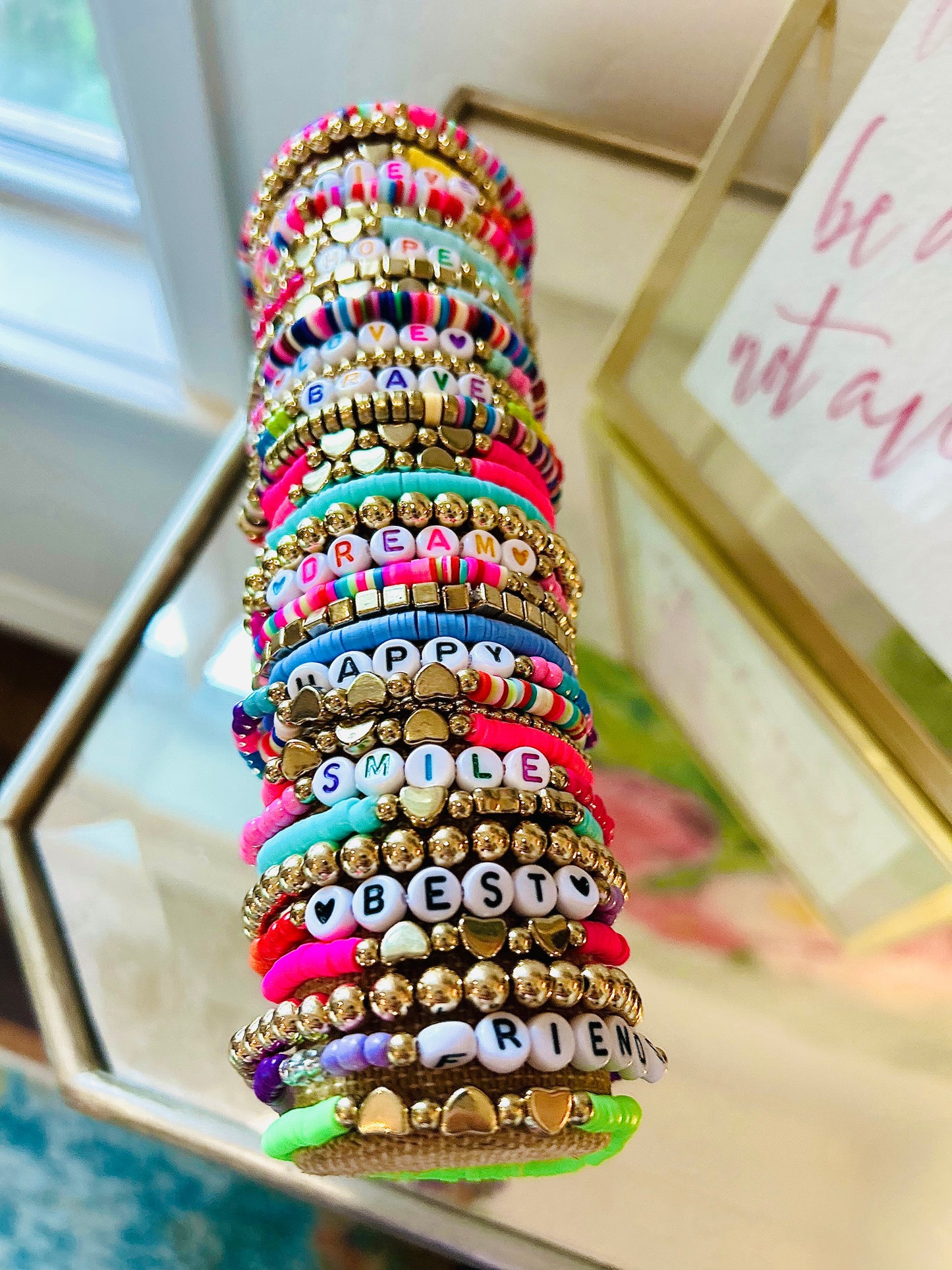 Beaded Stack Bracelet Set-"BRAVE"