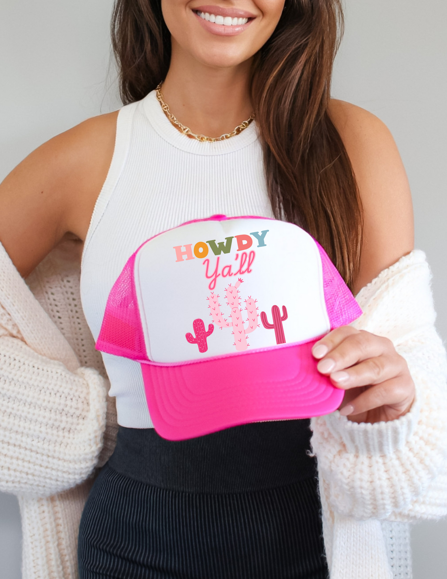 Howdy Ya'll Pink Trucker Hat