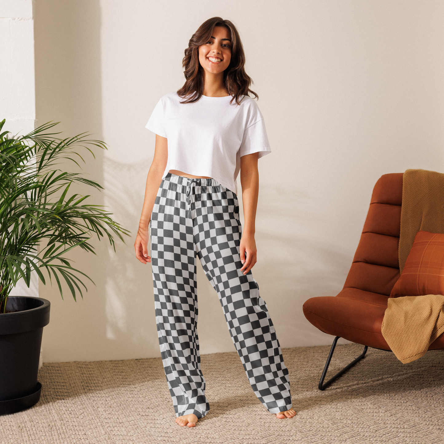 "Check Me Out" Silky Checkered Pants