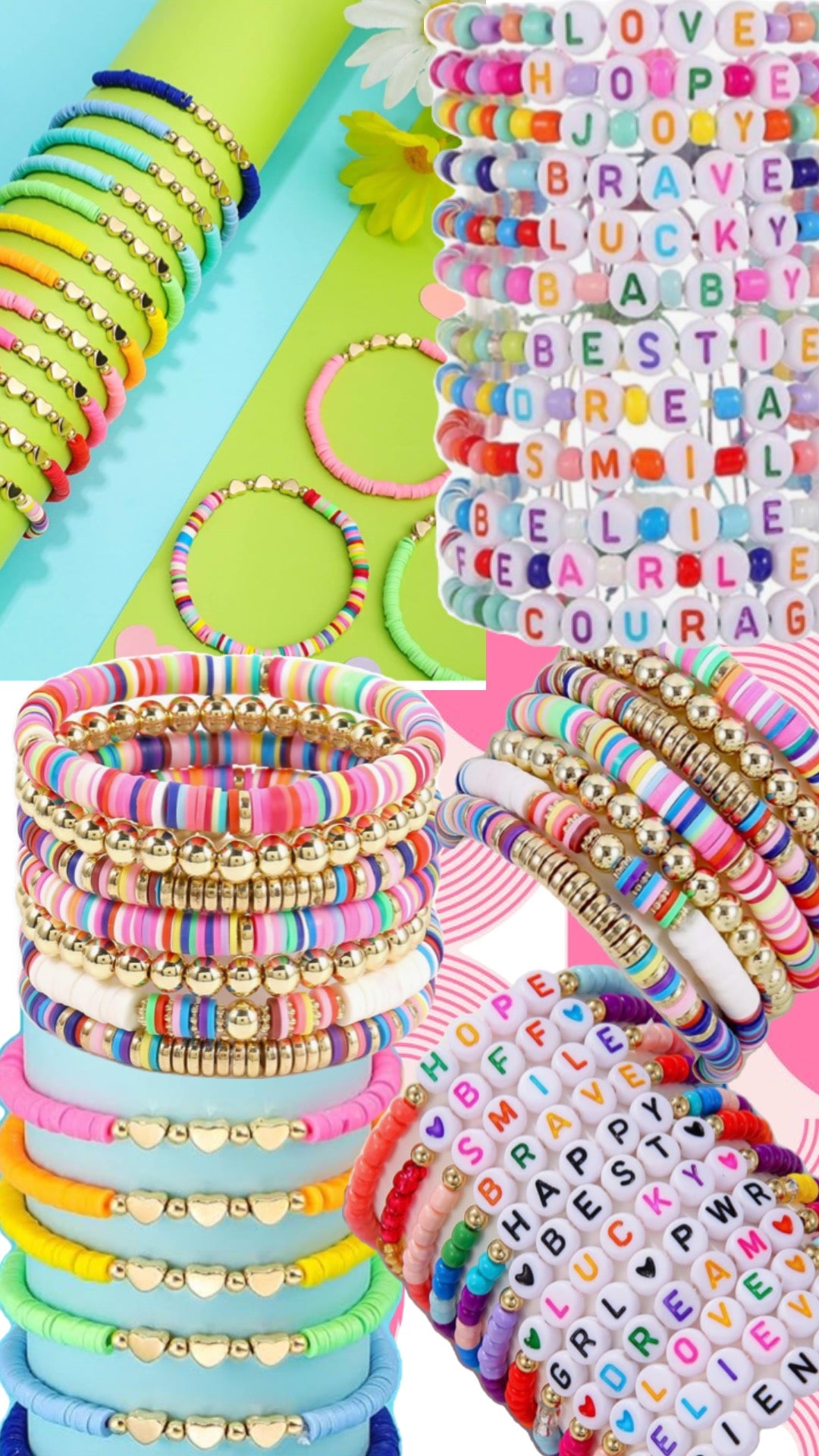 Beaded Stack Bracelet Set-"BRAVE"