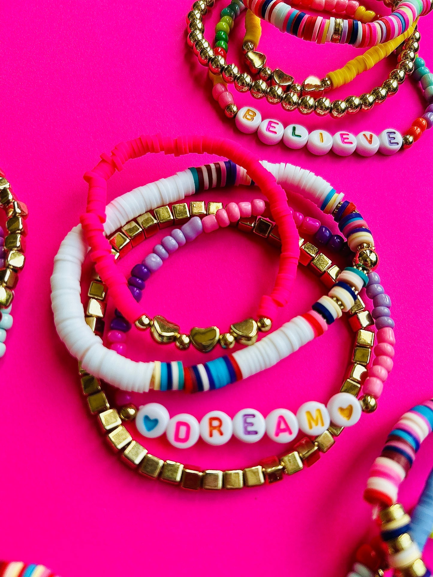 Beaded Stack Bracelet Set-"BRAVE"