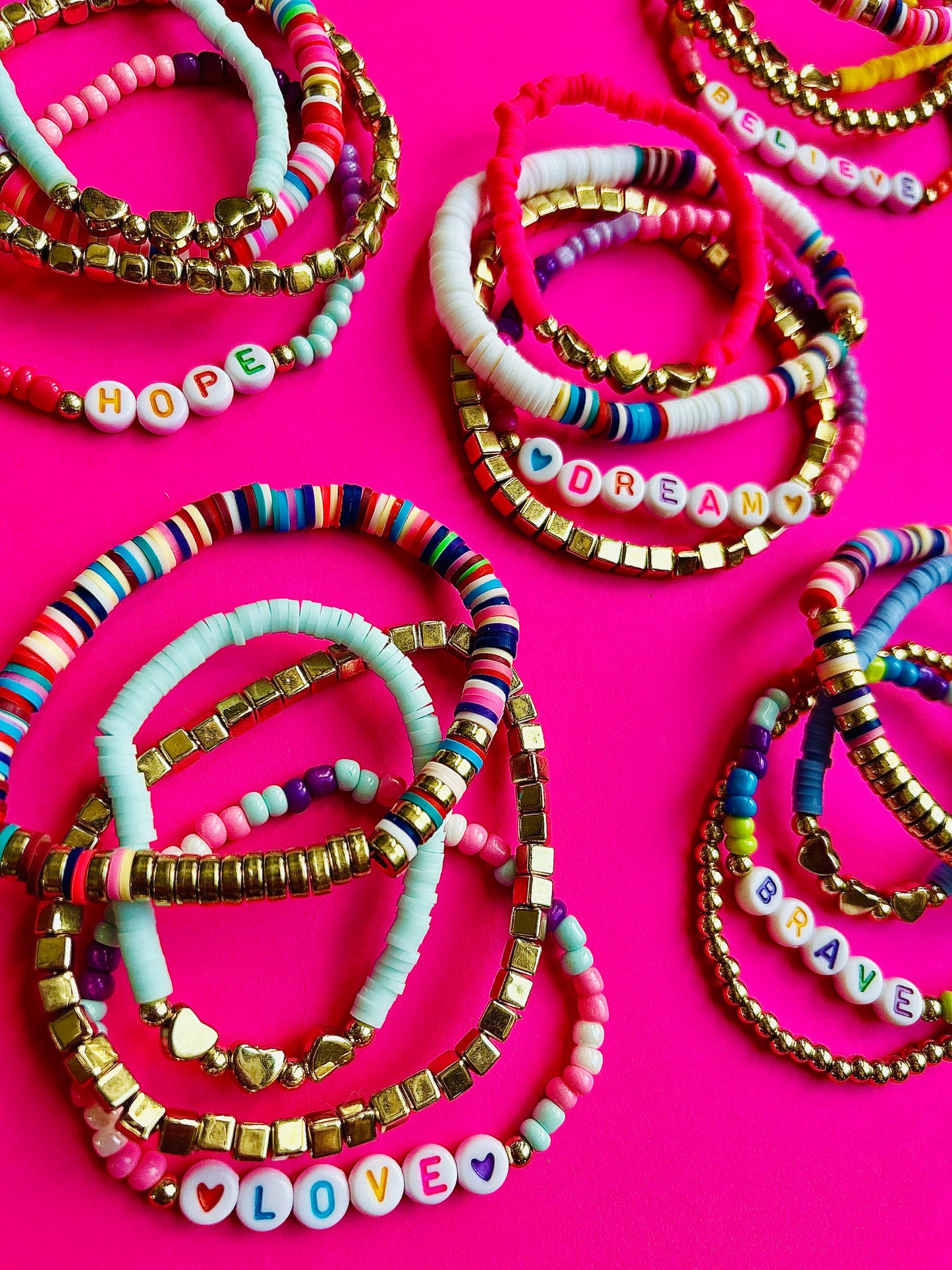 Beaded Stack Bracelet Set-"BRAVE"
