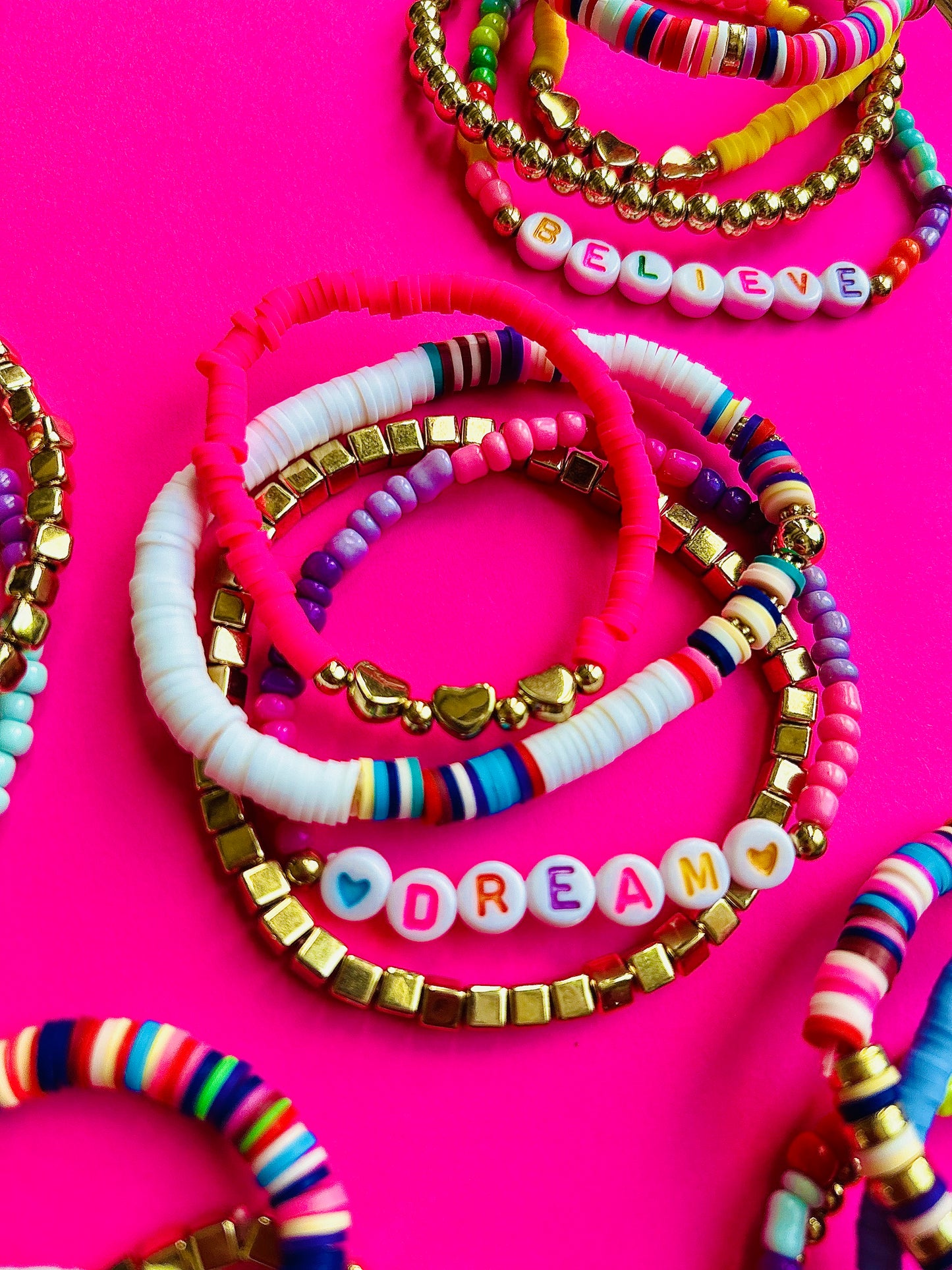 Beaded Stack Bracelet Set-"LOVE"