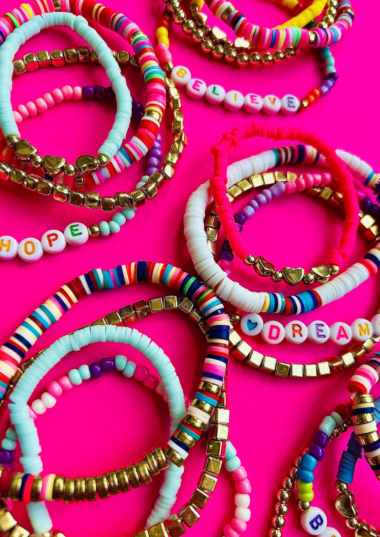 Beaded Stack Bracelet Set-"BRAVE"