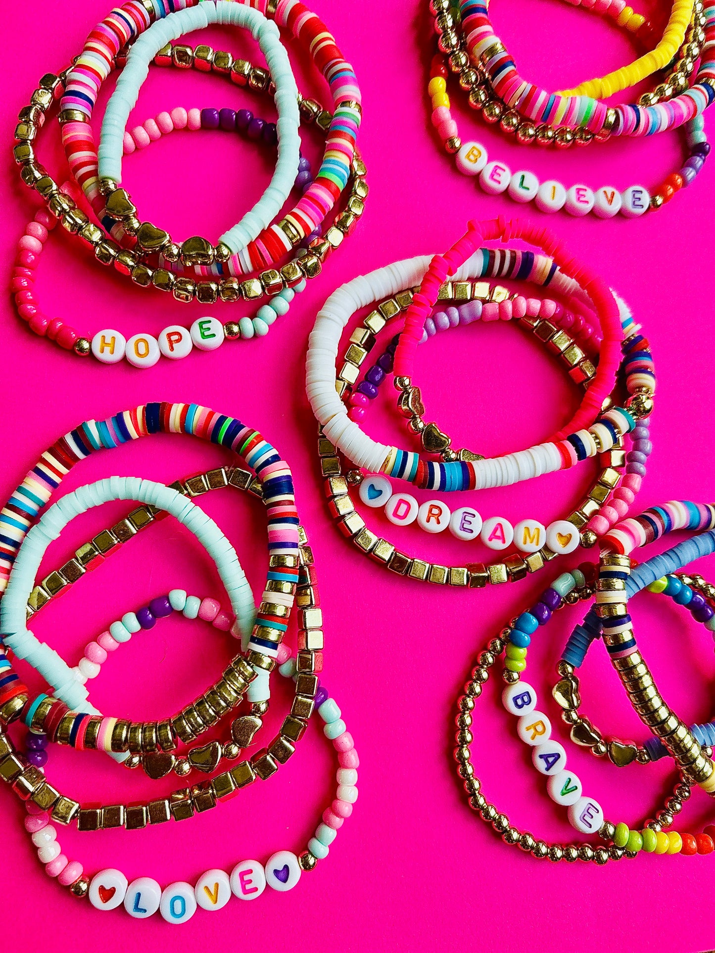 Beaded Stack Bracelet Set-"BRAVE"
