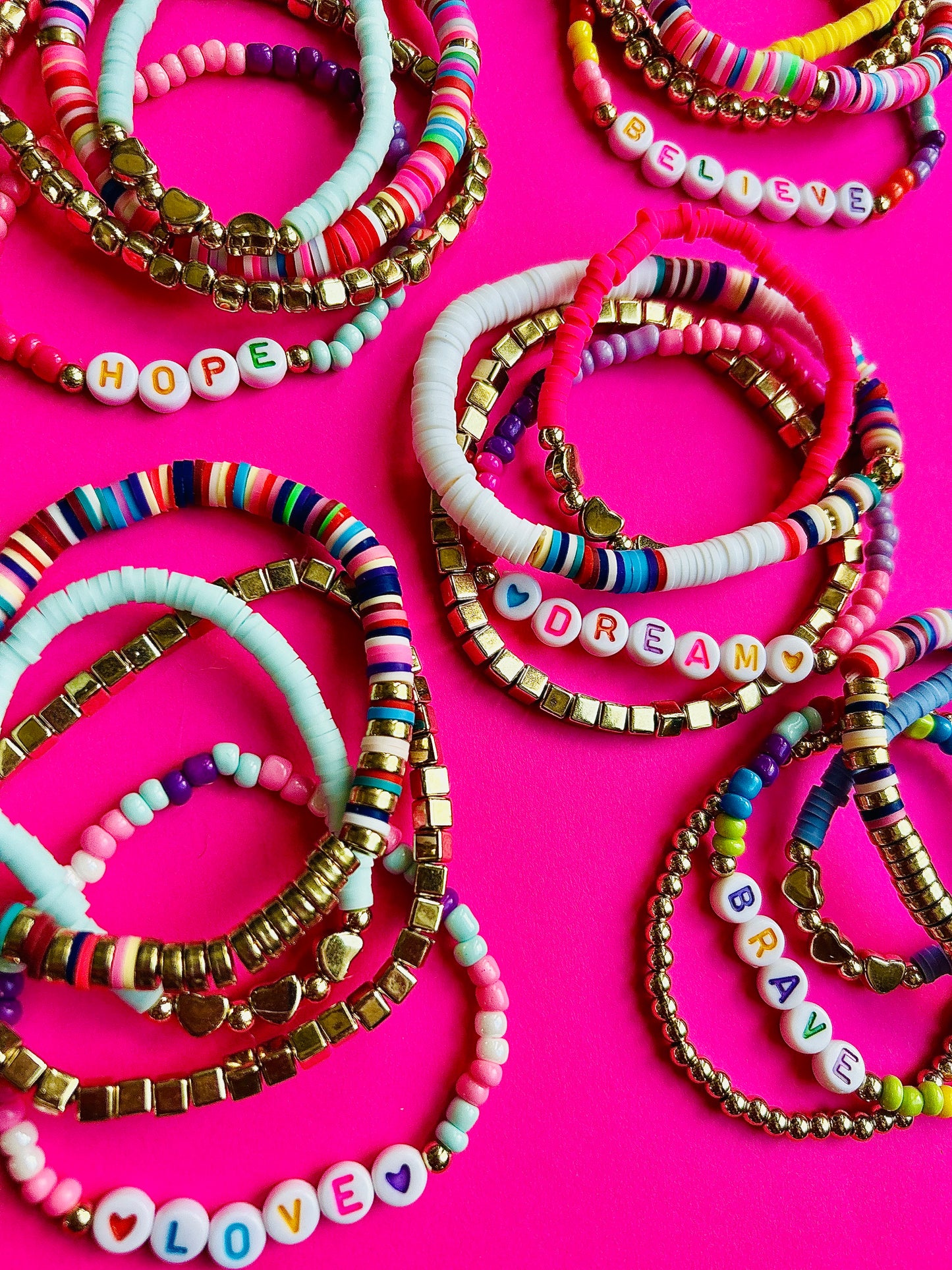 Beaded Stack Bracelet Set-"BRAVE"