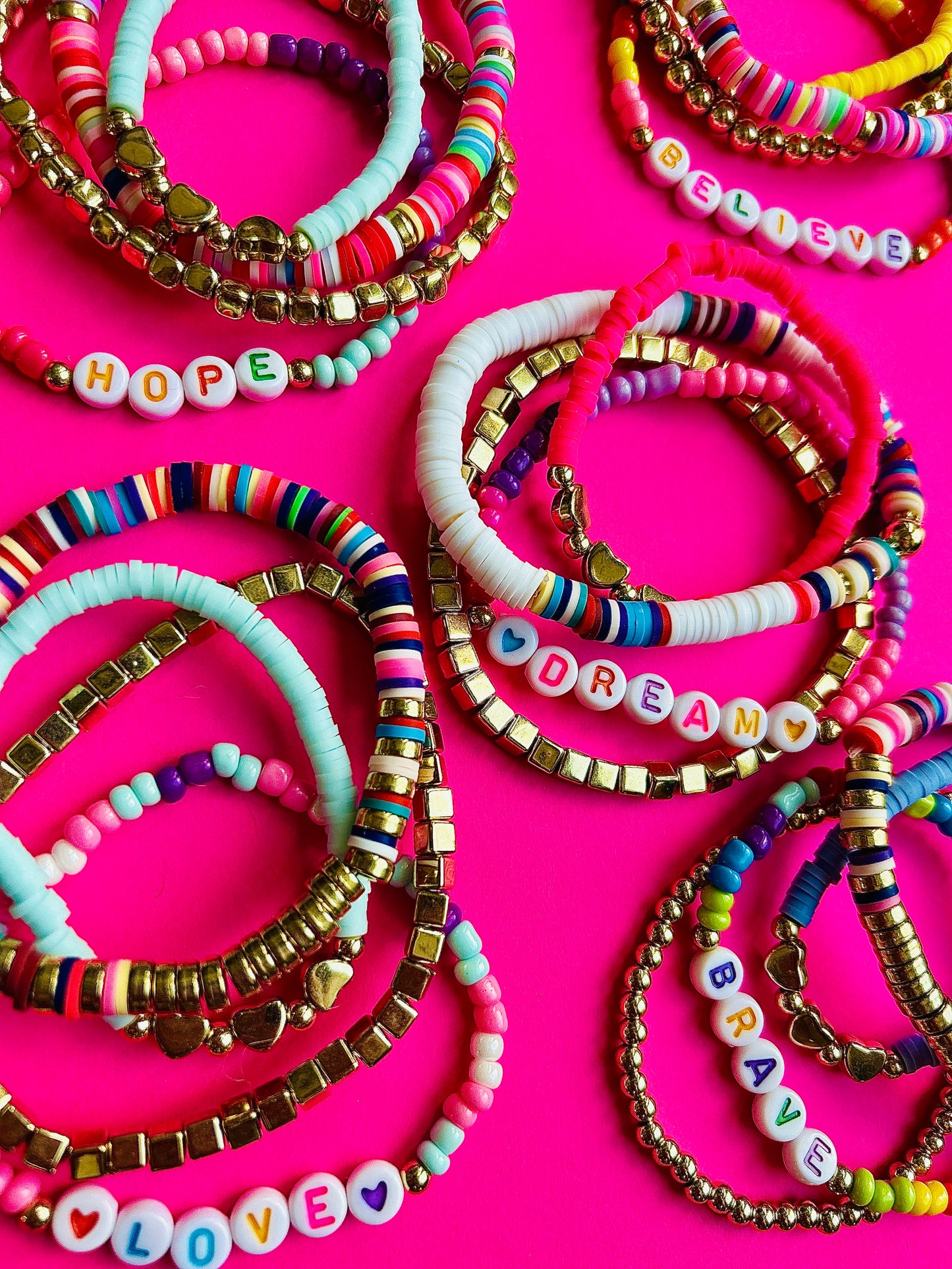 Beaded Stack Bracelet Set-"BRAVE"