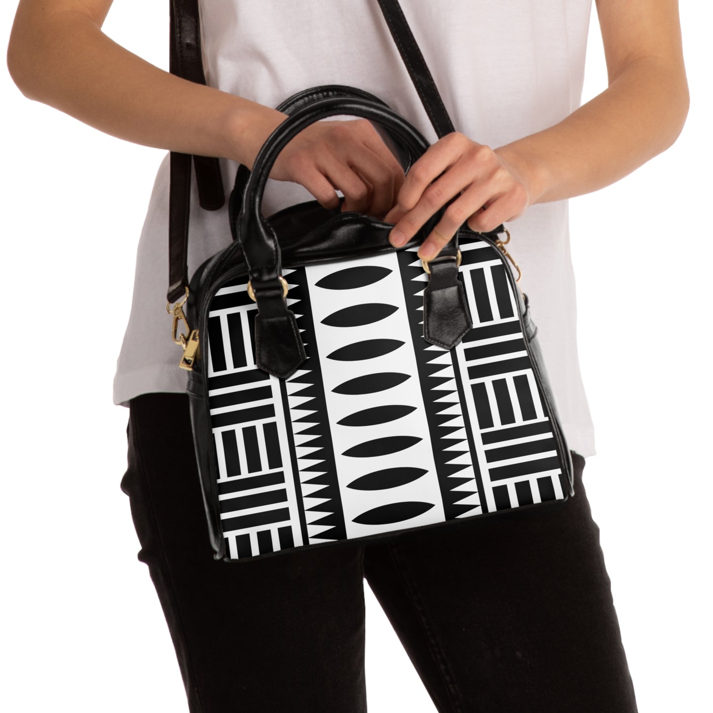 GiGi Geometric Handbag in Black & White