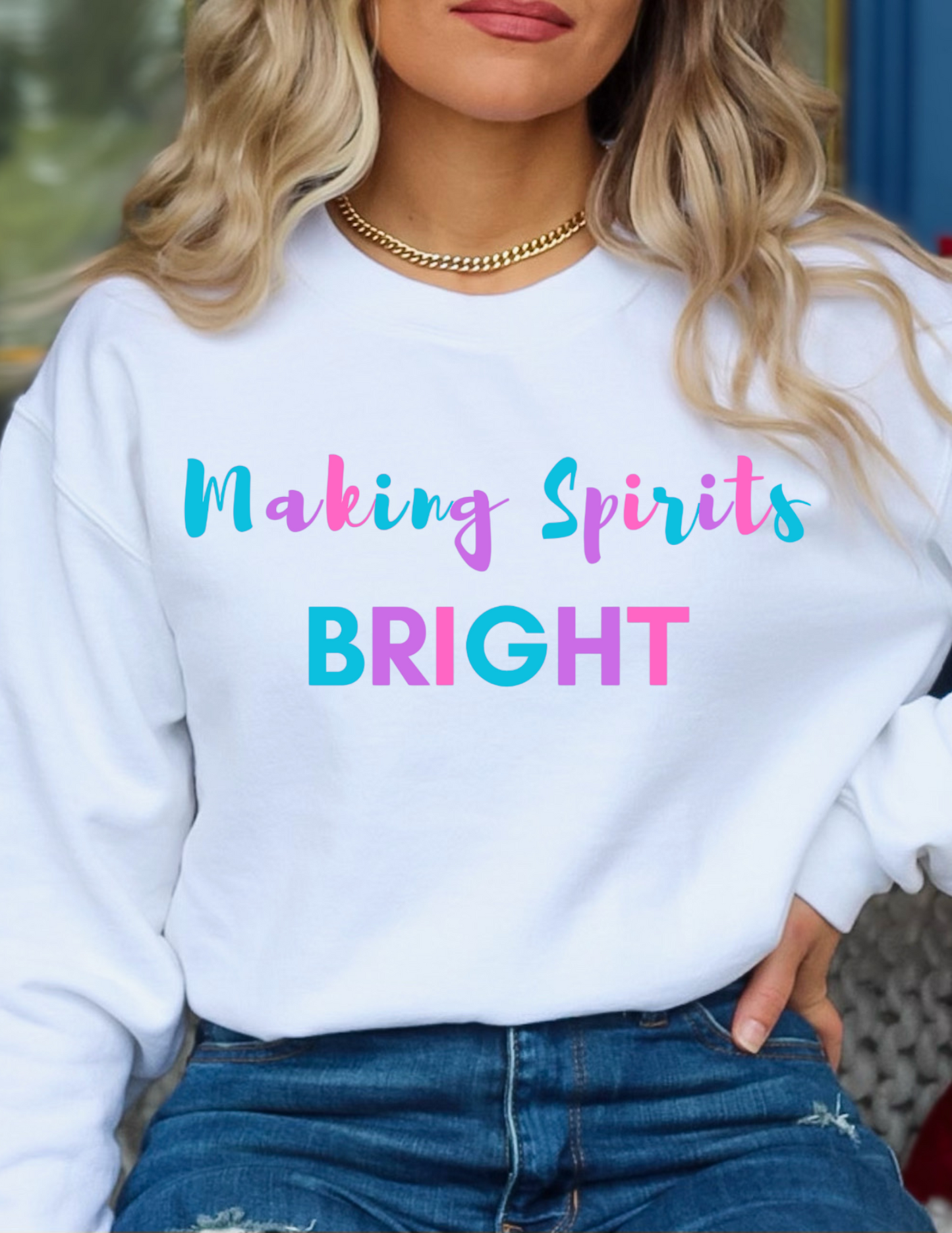 Making Spirits Bright Ladies Sweatshirt