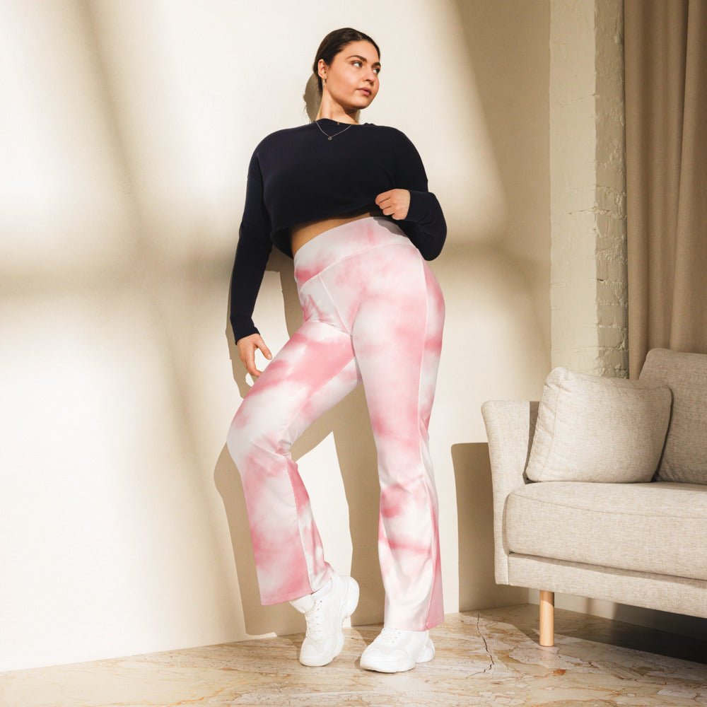 Pink Tie Dye Flare Leggings