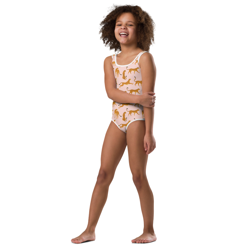 Girl's Cheetah Print One Piece Swimsuit