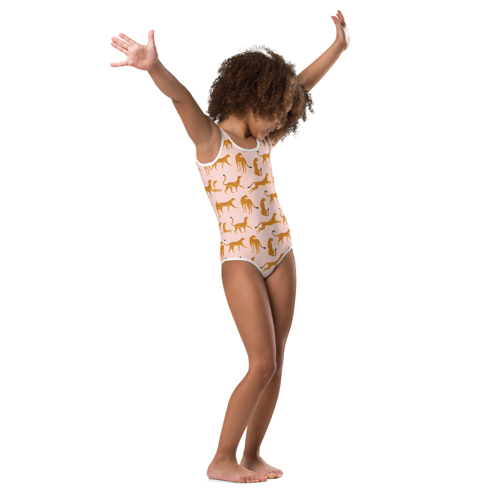 Girl's Cheetah Print One Piece Swimsuit