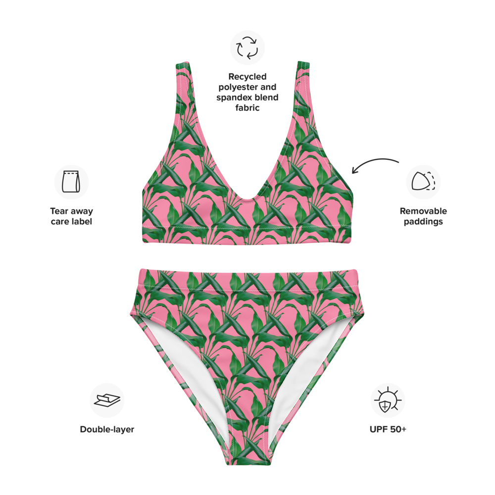 Pink Palm Two Piece Swimsuit