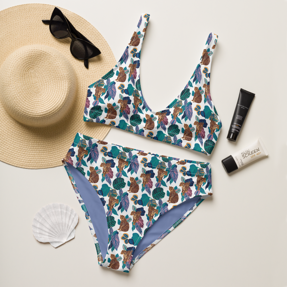 Jungle Jaguars High Waisted Swimsuit