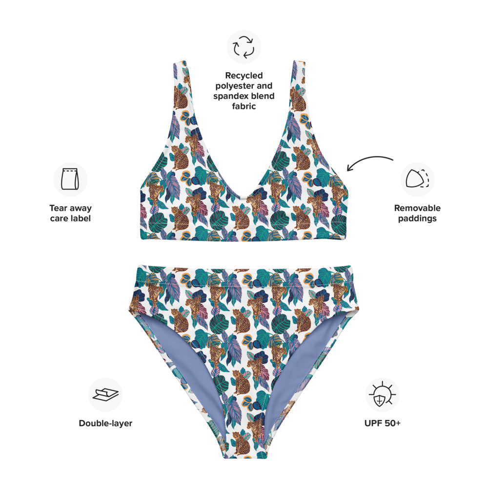 Jungle Jaguars High Waisted Swimsuit