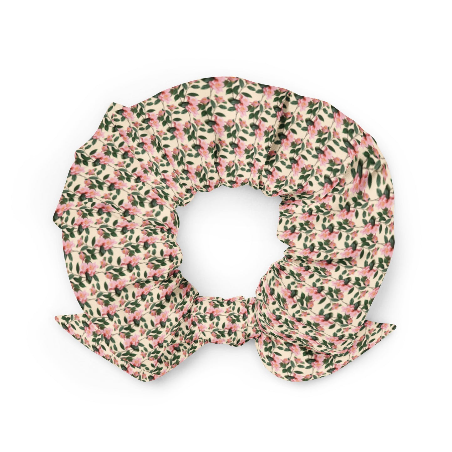 Pink Floral Print Scruchie with Removable Bow