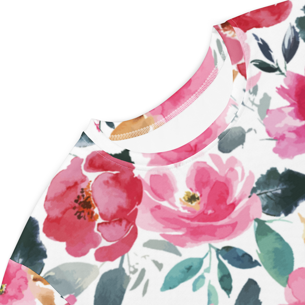 Watercolor Rose T-Shirt Dress