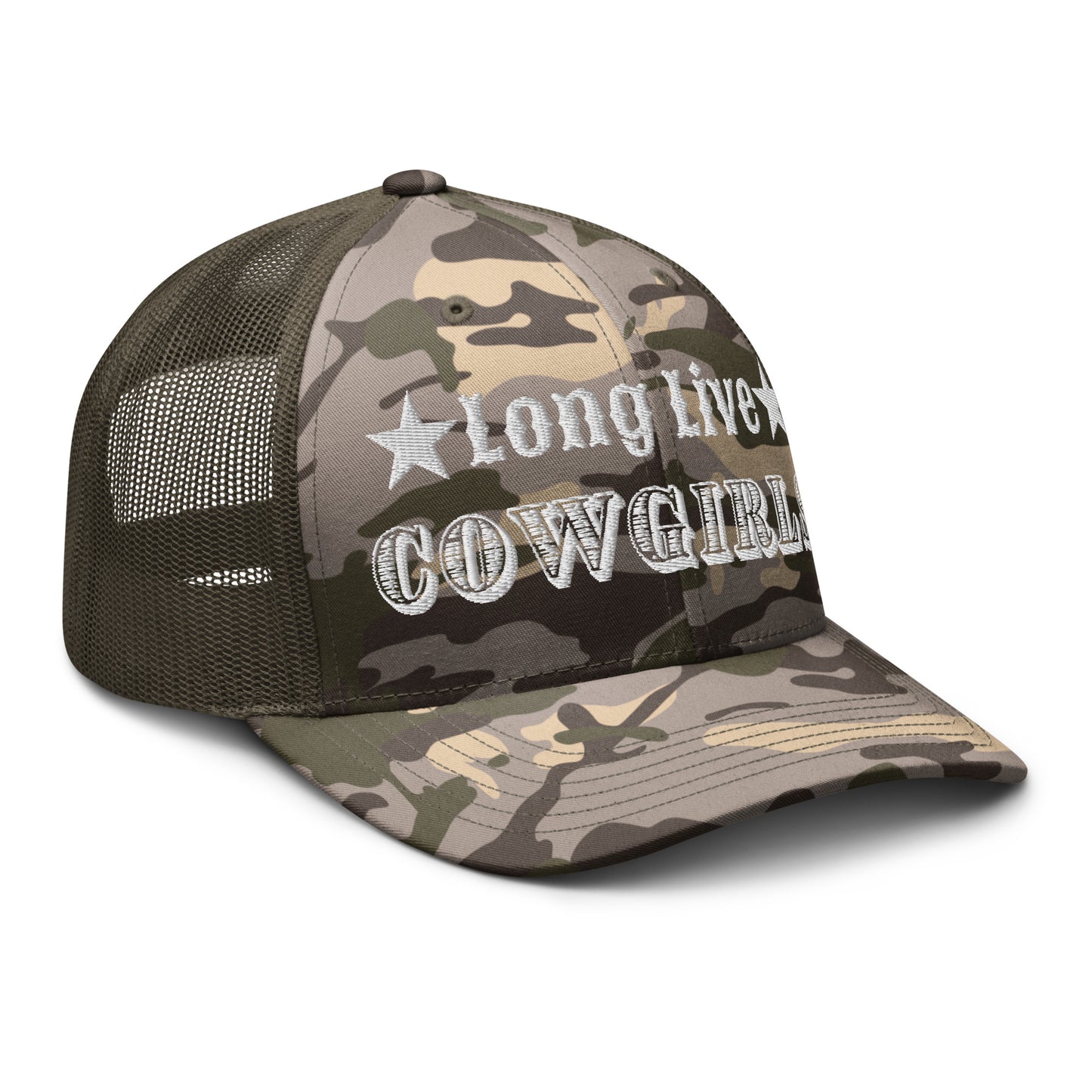 "Long Live Cowgirls" Camo Trucker Hat