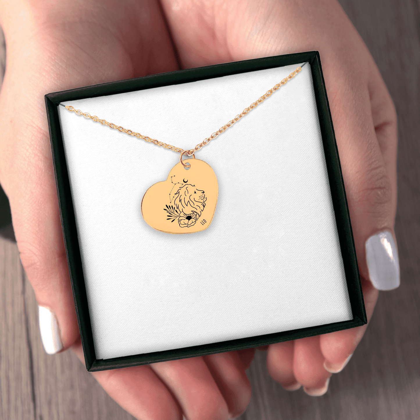 Leo Zodiac Sign Heart Necklace