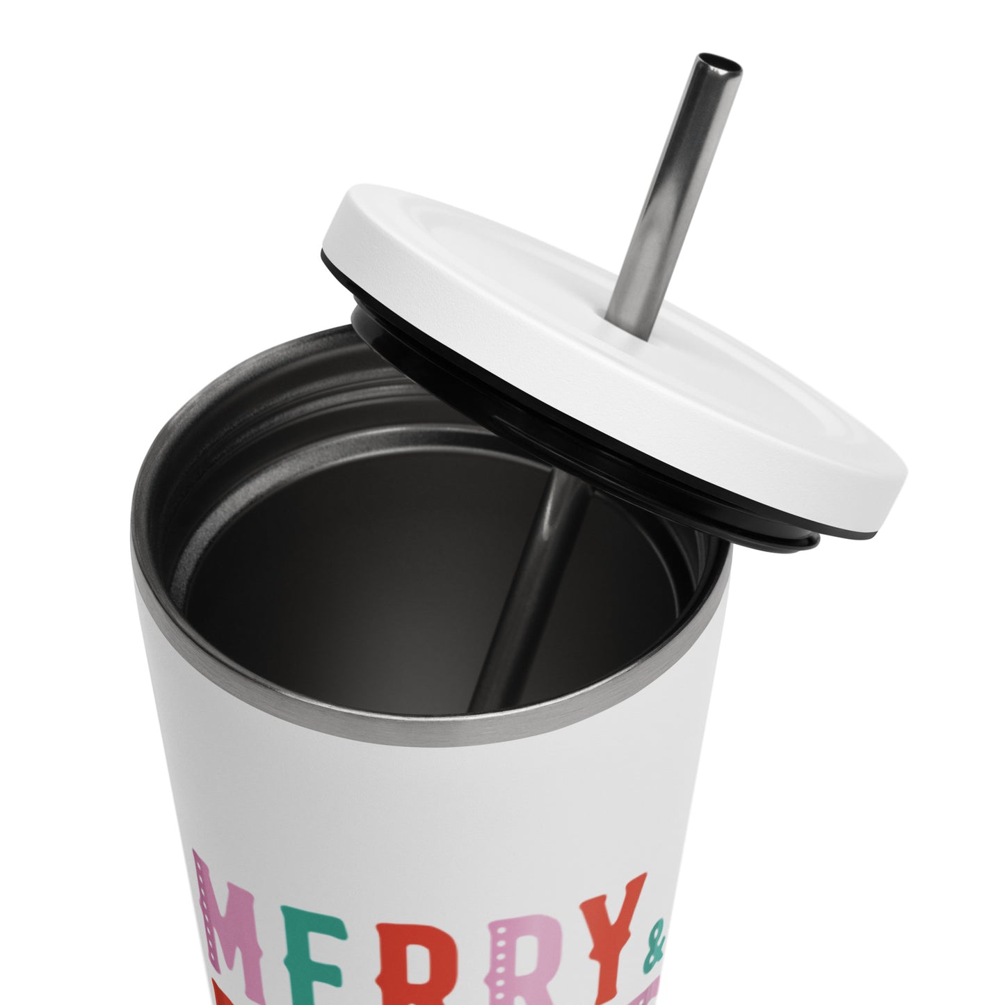 Merry & Bright Tumbler with Lid & Straw