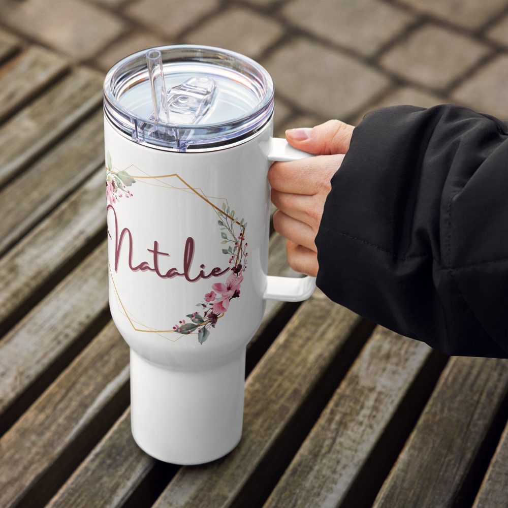 Personalized Floral Name Tumbler