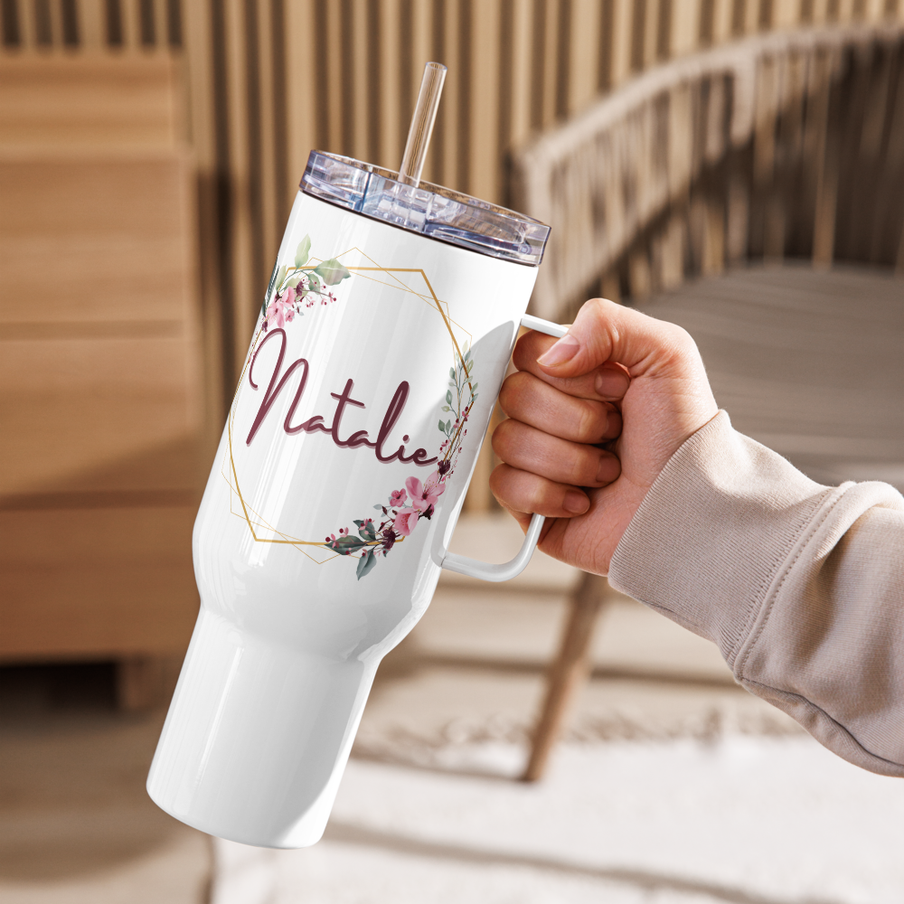 Personalized Floral Name Tumbler