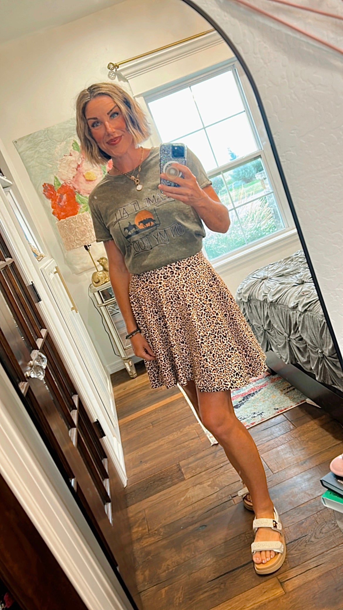 La La Leopard Print Skirt