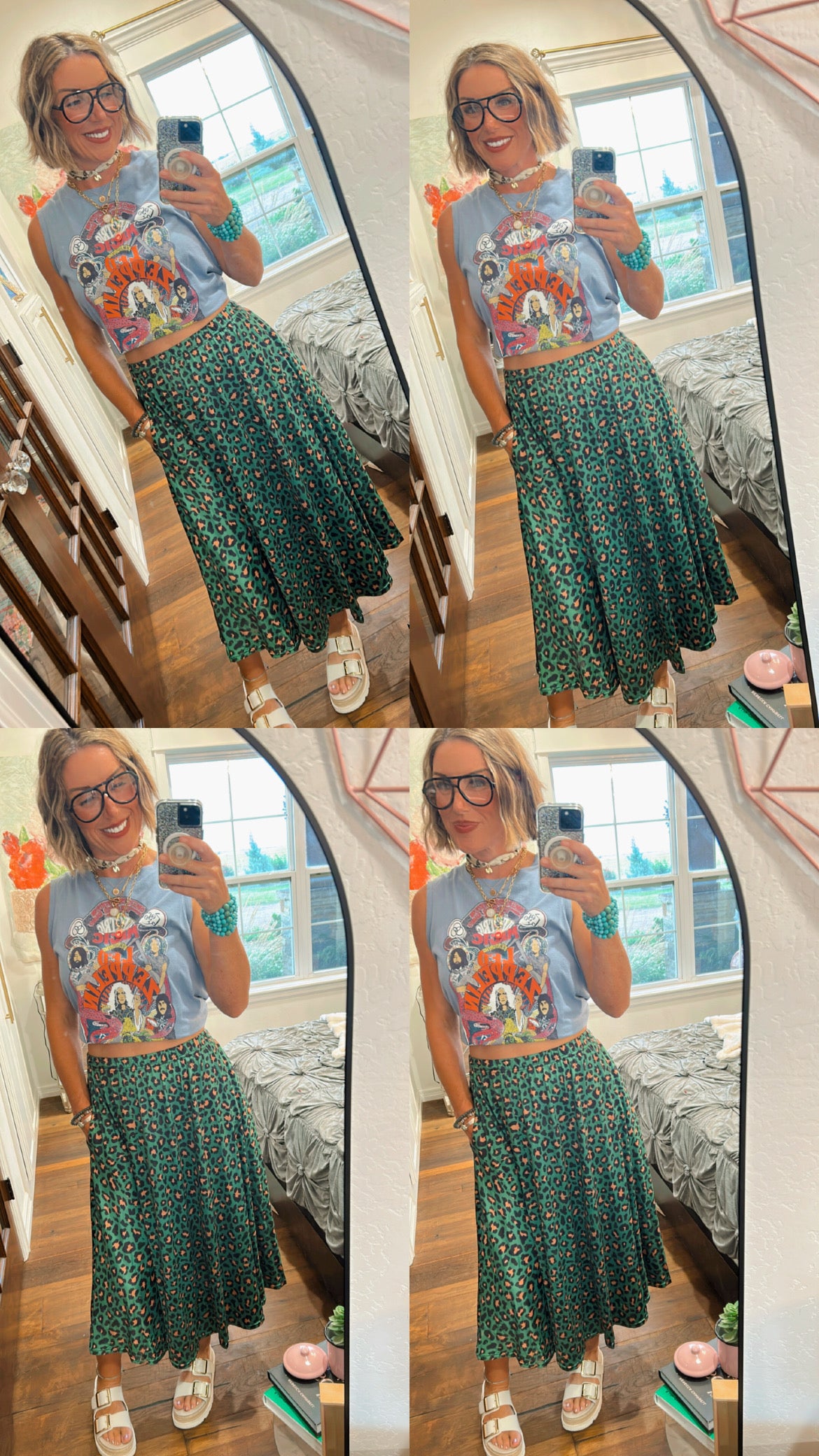 Emerald Leopard Print Skirt
