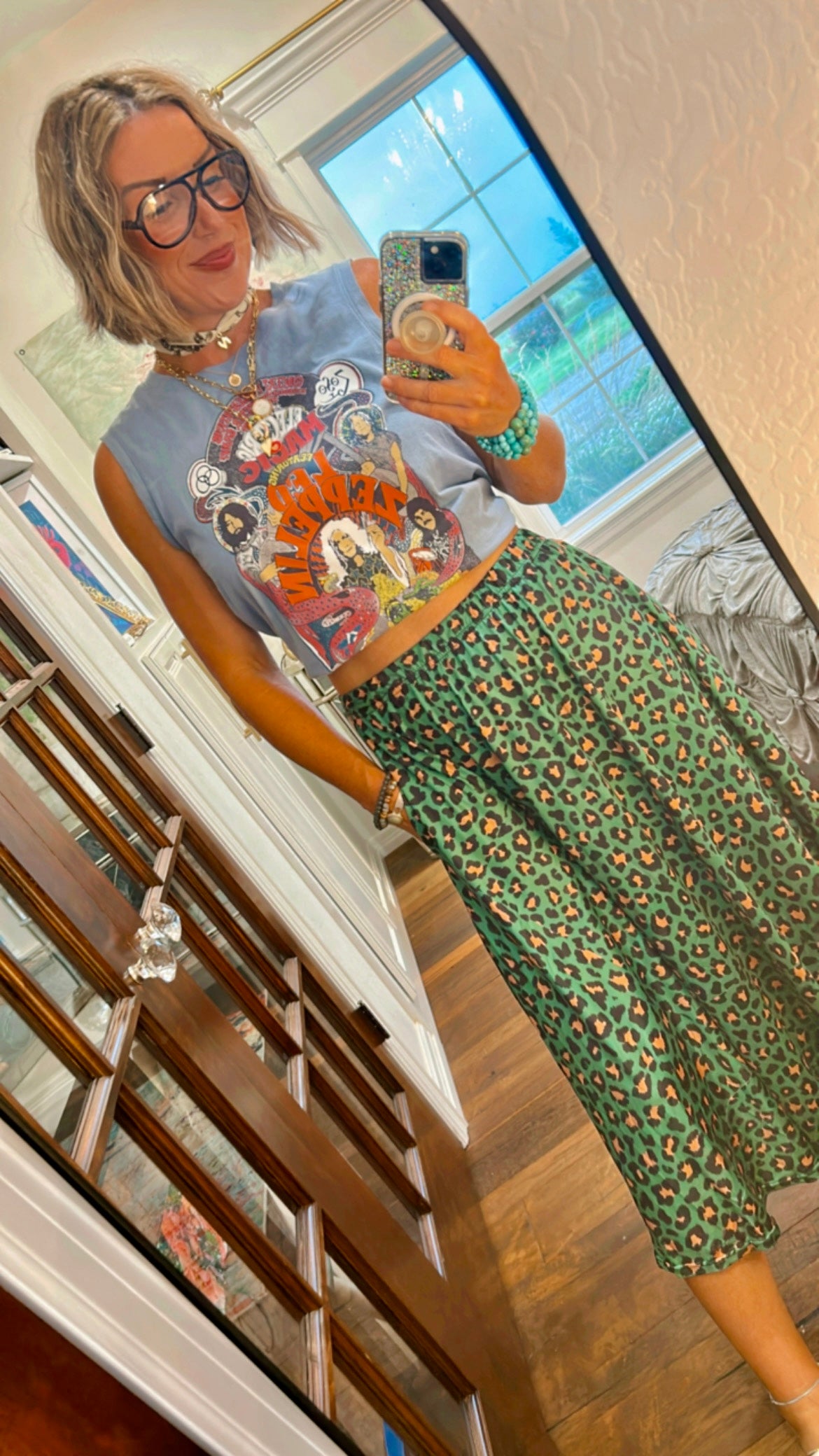 Emerald Leopard Print Skirt