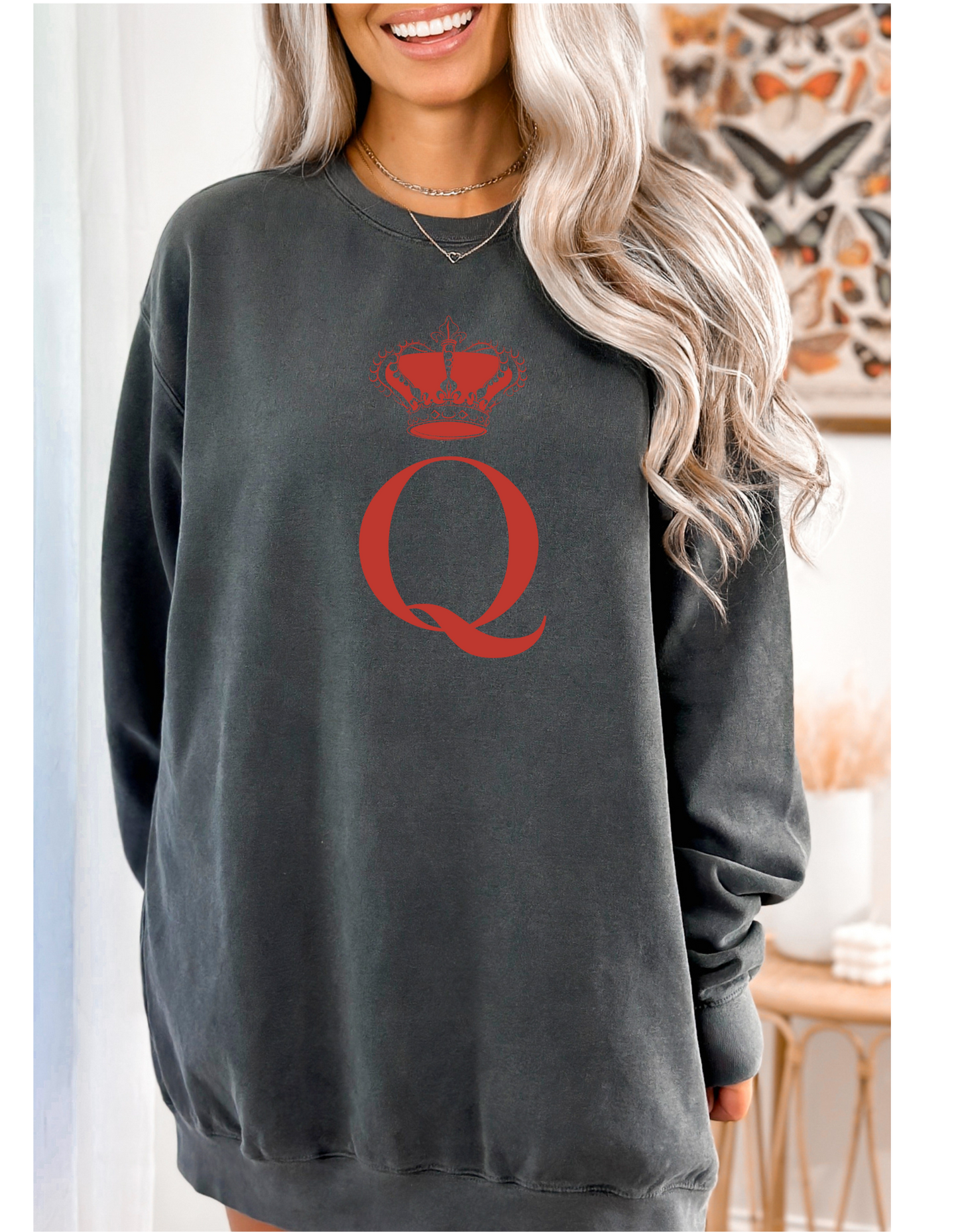 "Q" for Queen Sweatshirt in Pepper