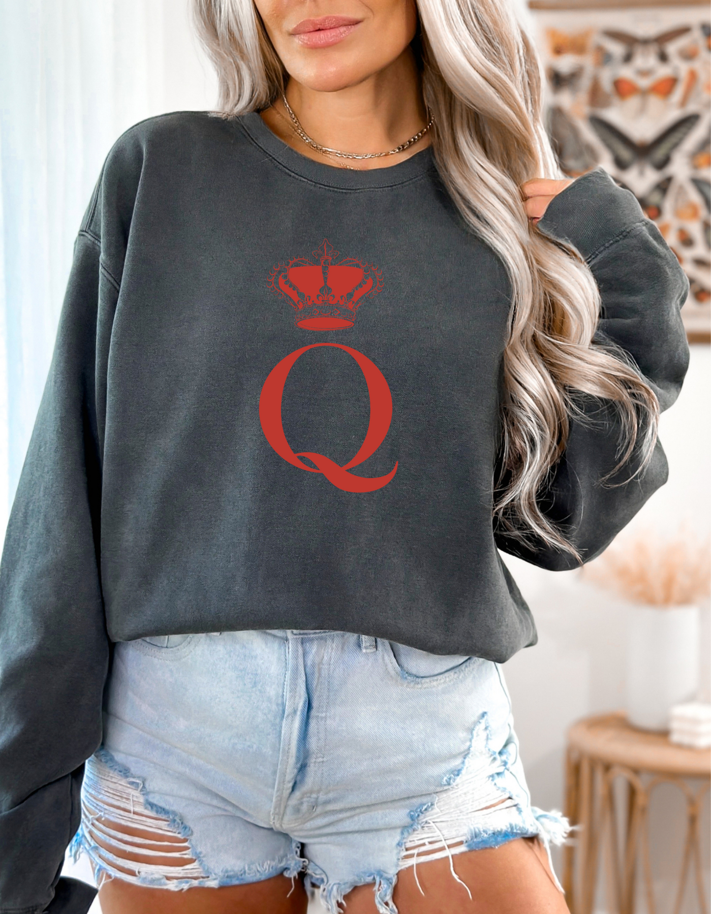 "Q" for Queen Sweatshirt in Pepper