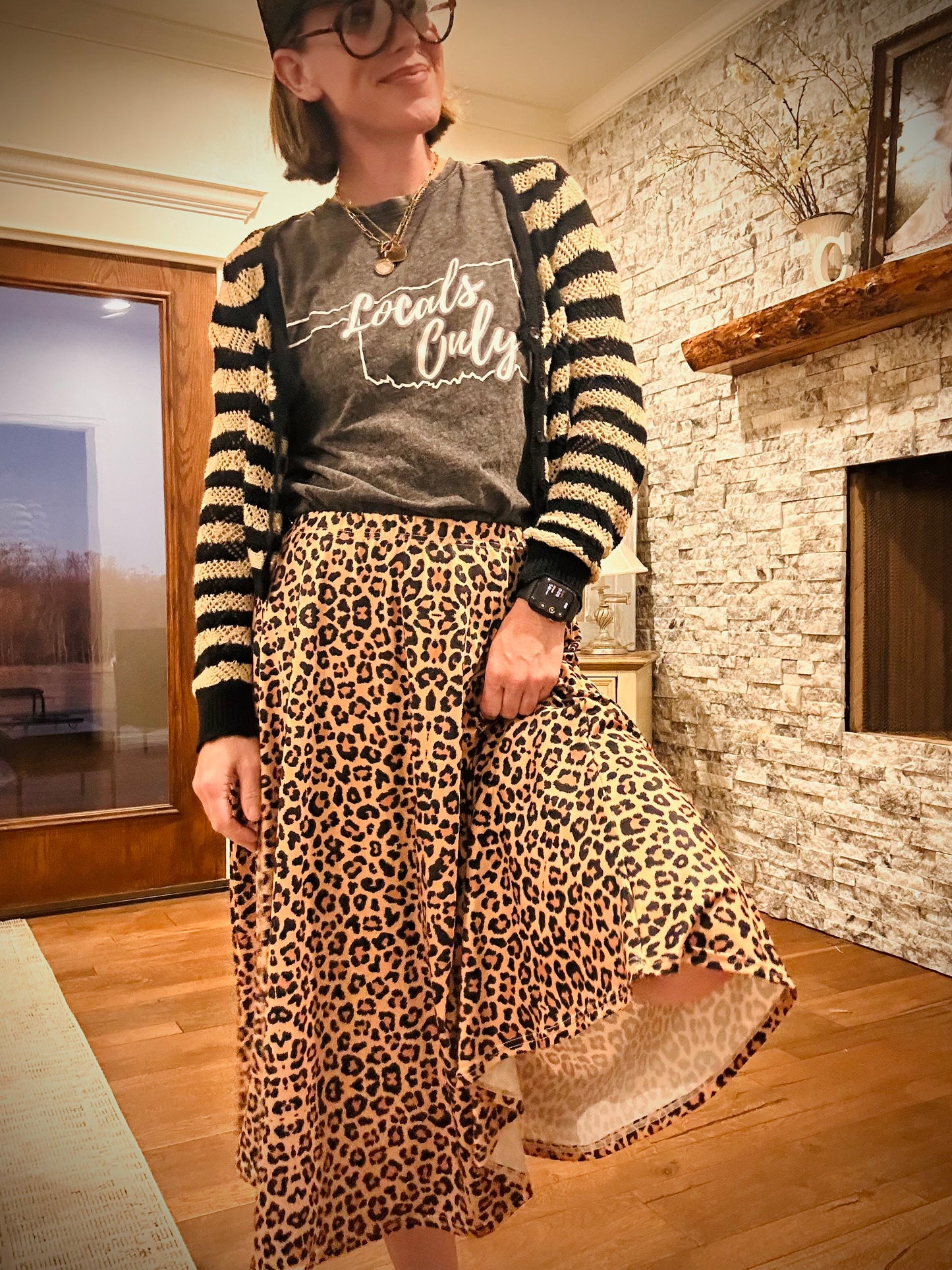 Mackenzie Midi Leopard print Skirt