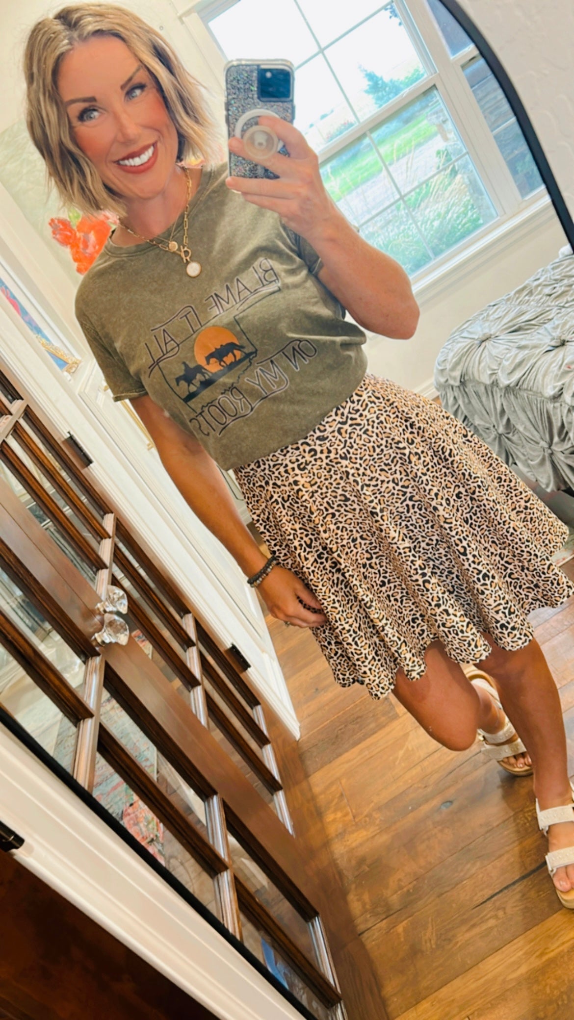 La La Leopard Print Skirt
