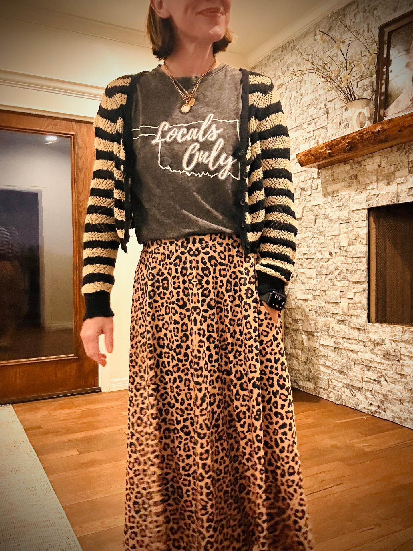 Mackenzie Midi Leopard print Skirt