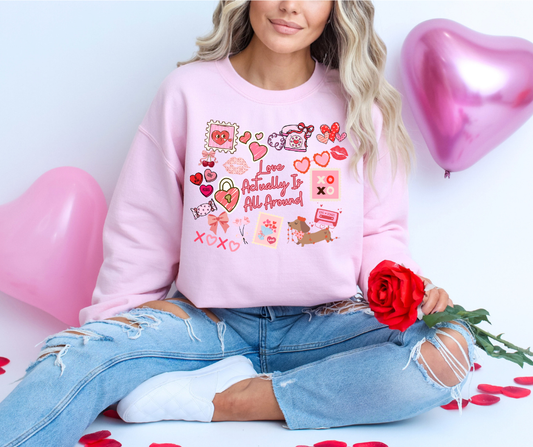Love Actually Is All Around Sweatshirt In Pink