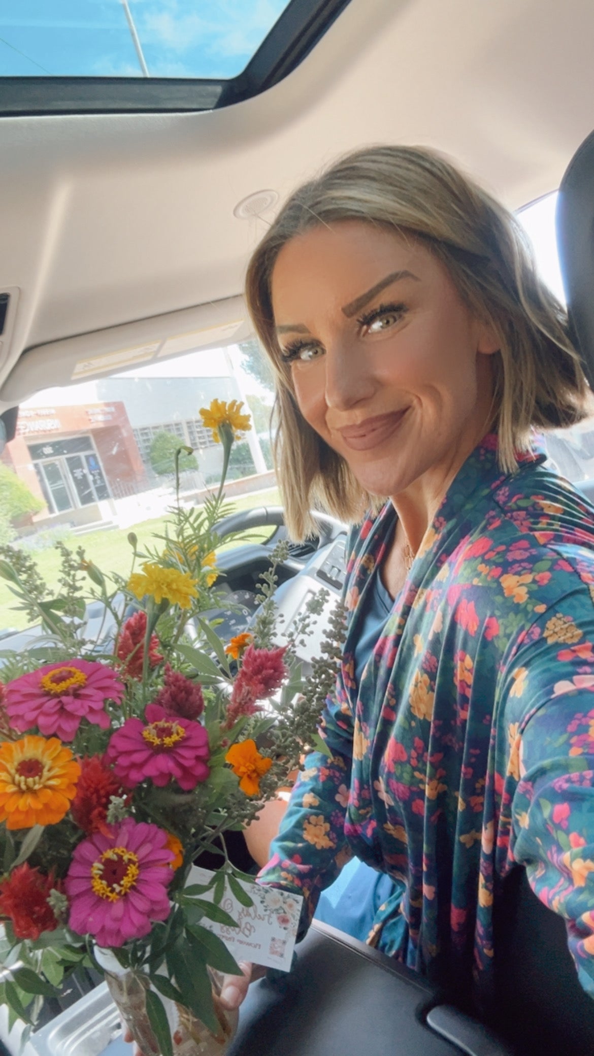 Floral Jewels Open Front Top