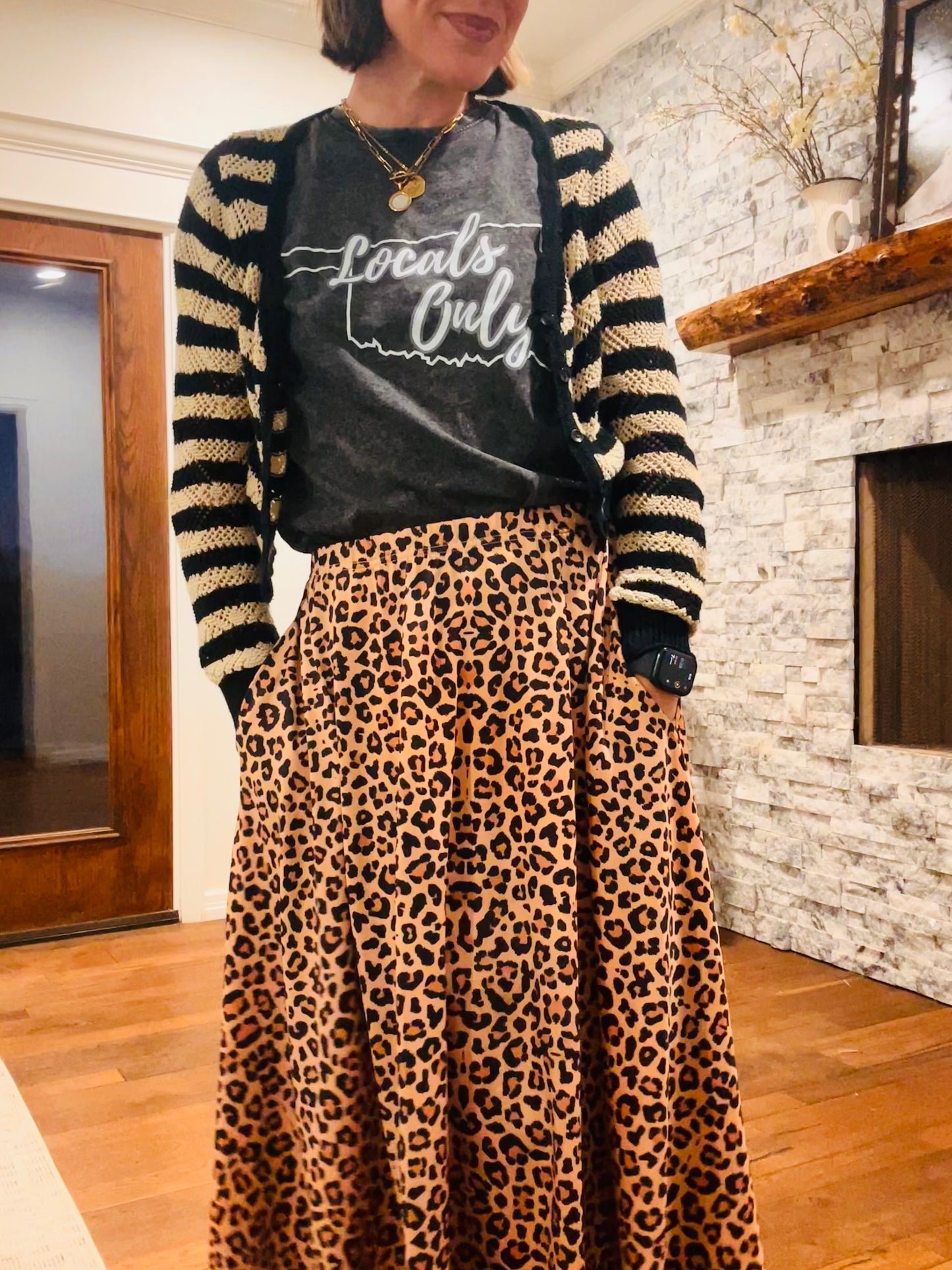 Mackenzie Midi Leopard print Skirt