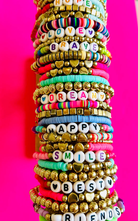 Beaded Stack Bracelet Set-"BRAVE"