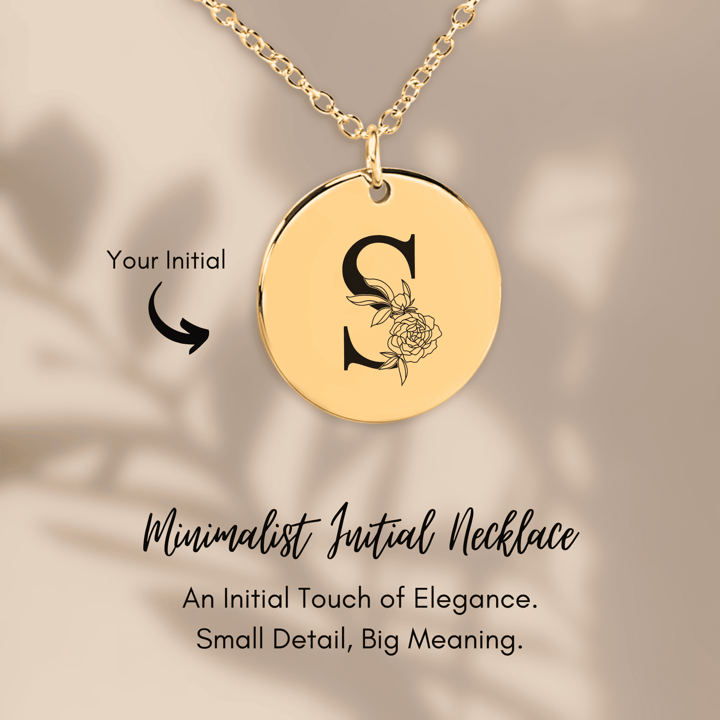 Floral Initial Necklace – "S"