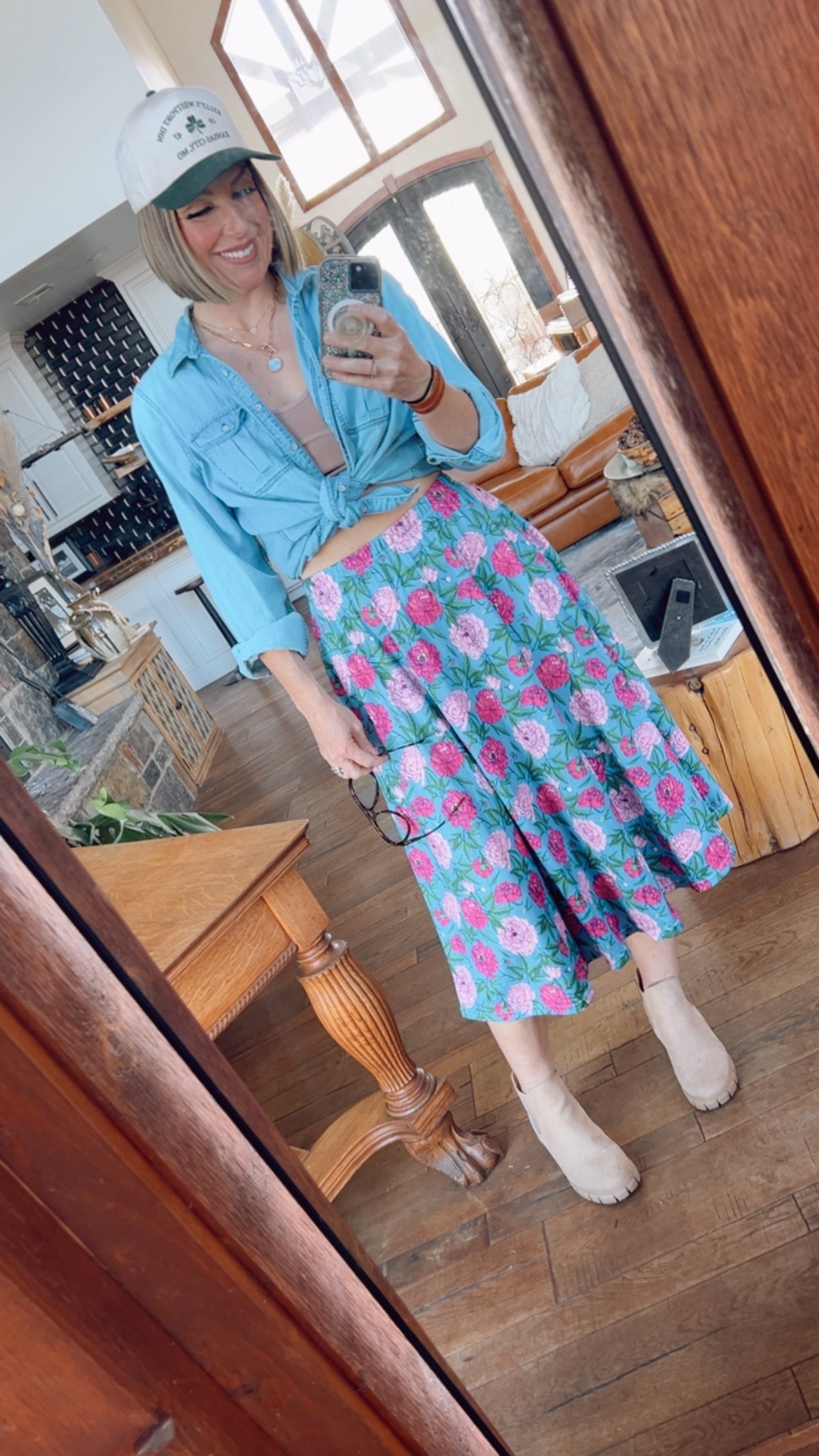 Florence In Floral Midi Skirt