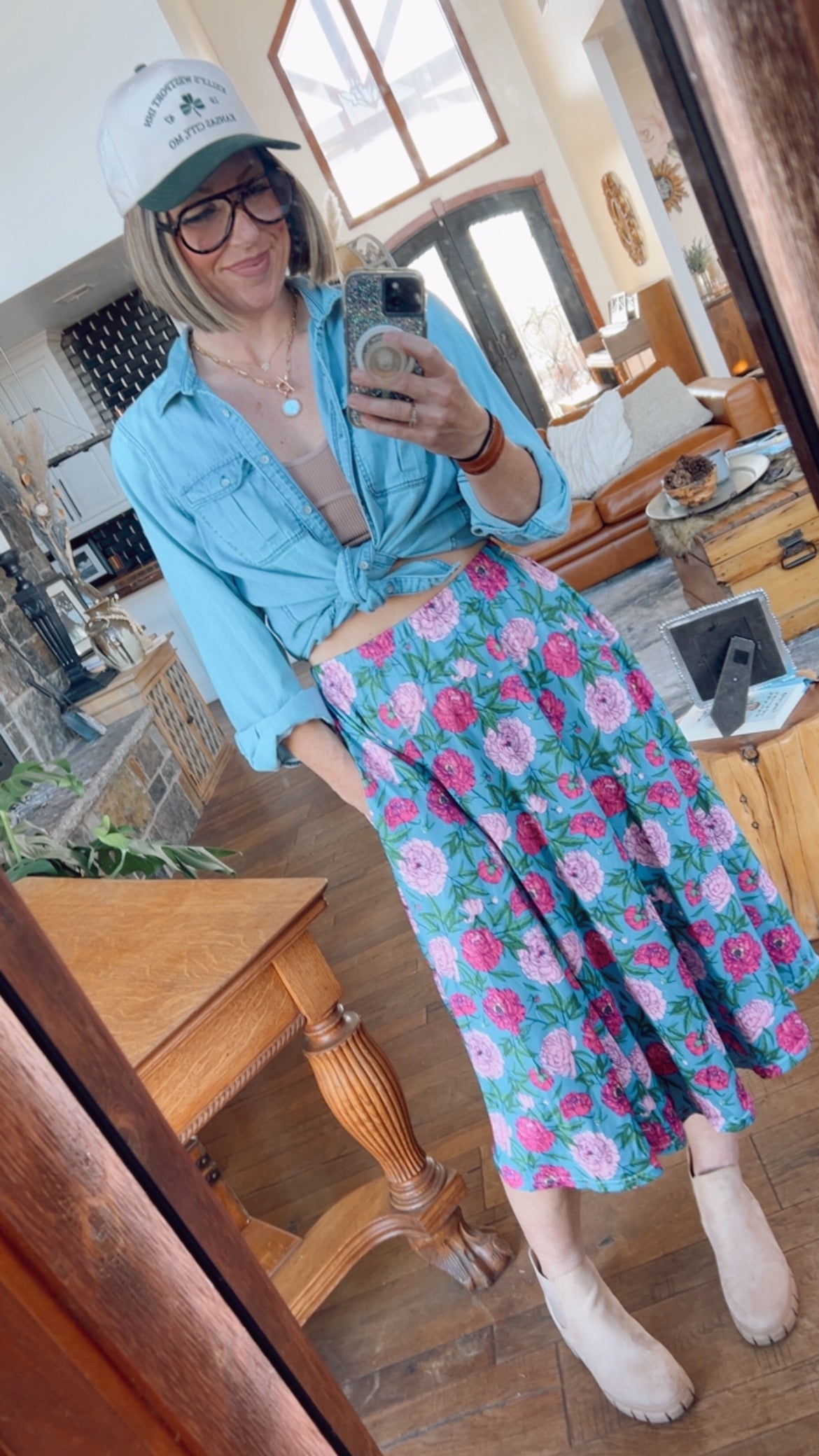 Florence In Floral Midi Skirt