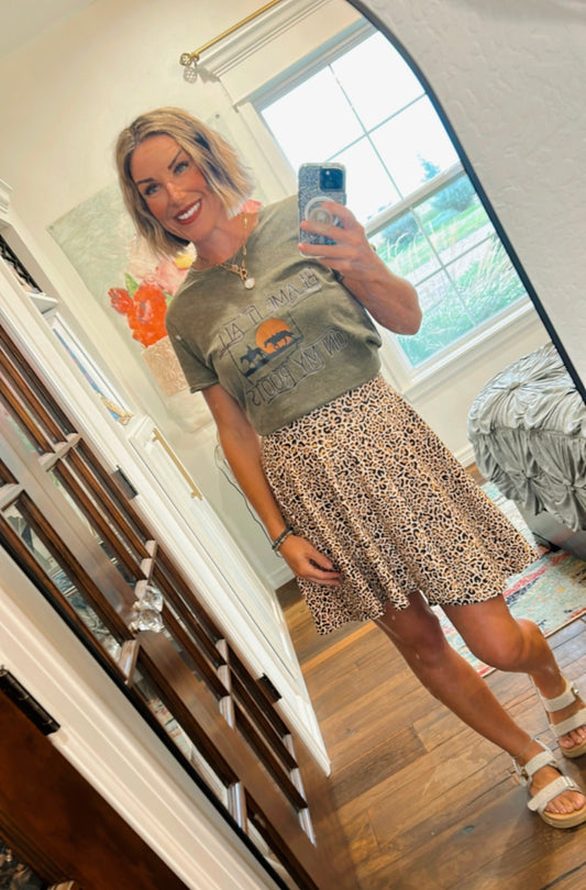 La La Leopard Print Skirt