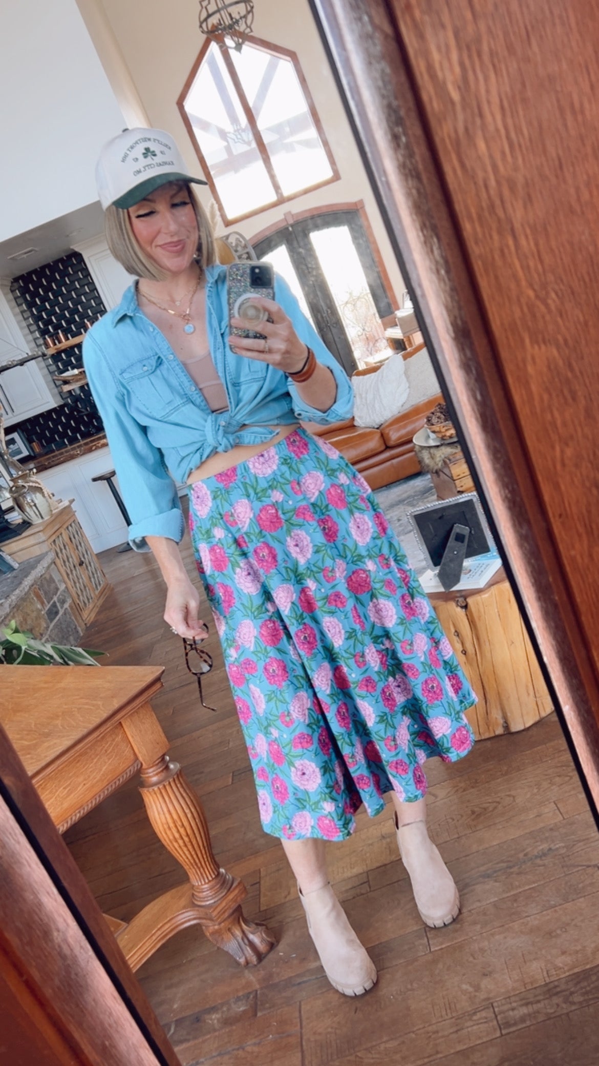 Florence In Floral Midi Skirt