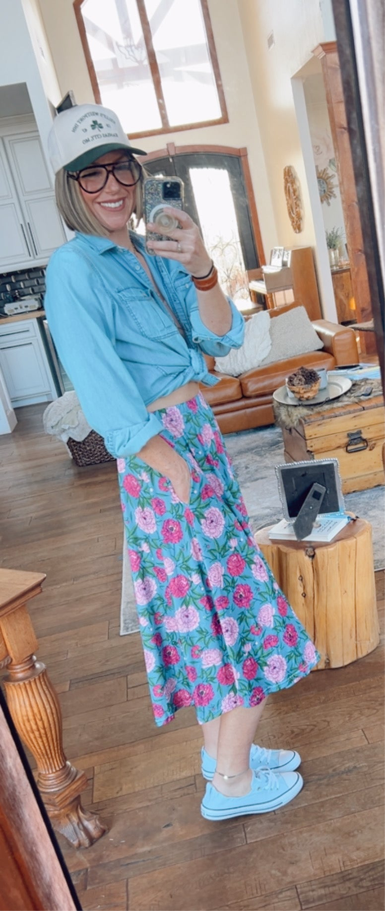 Florence In Floral Midi Skirt