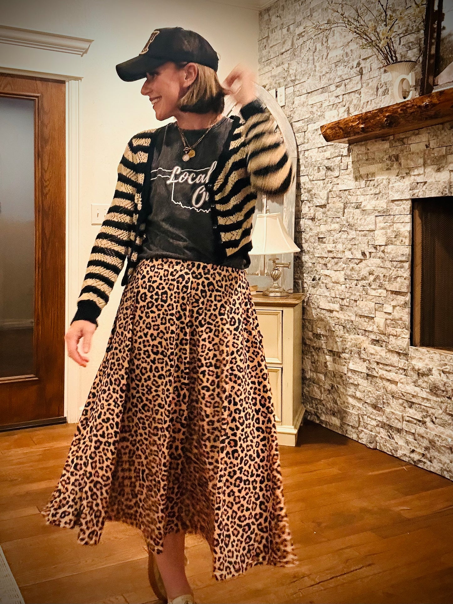 Mackenzie Midi Leopard print Skirt