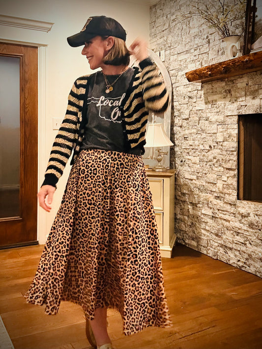 Mackenzie Midi Leopard print Skirt