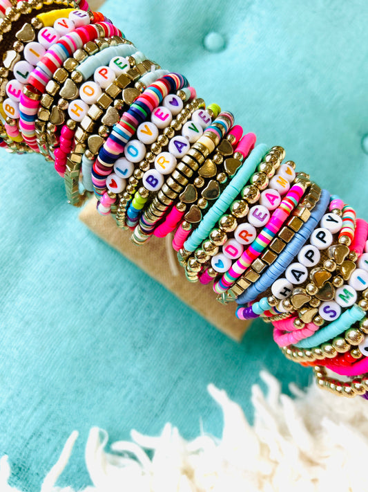 Beaded Stack Bracelet Set-"HOPE”